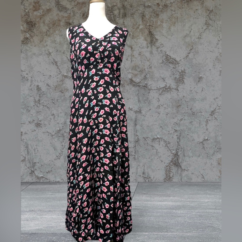 Vintage 1990s Floral Print Betsey Johnson Maxi Dress, Medium